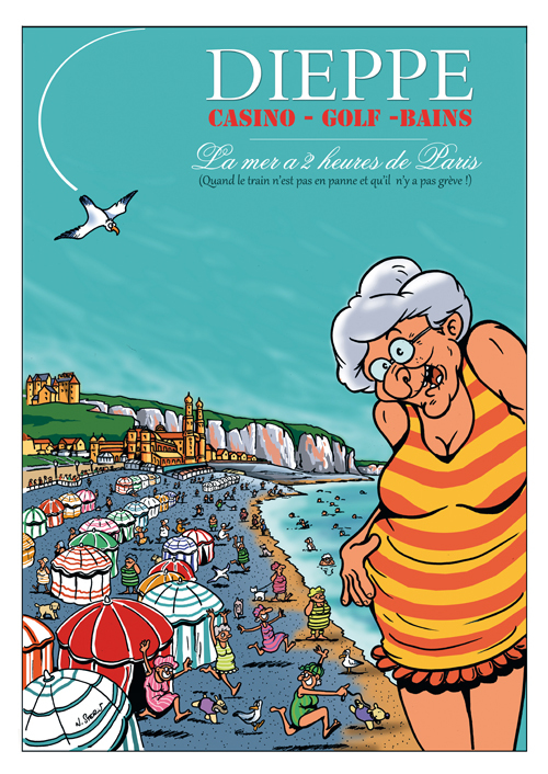 Affiche de Nicolas Stérin - Dieppe, la mer à deux heures de Paris - Polète