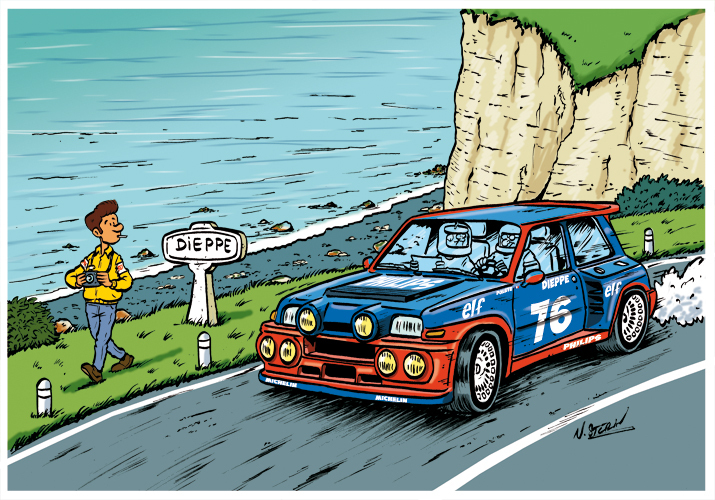 Carte Postale de Nicolas Stérin - Voiture de Course - Dieppe