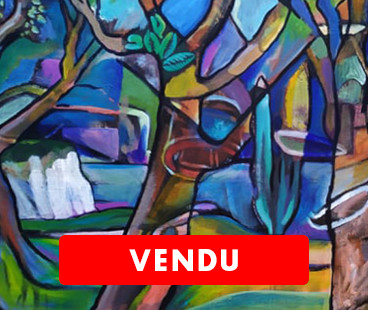 Hommage Braque- - les 3 arbres et la falaise VENDU